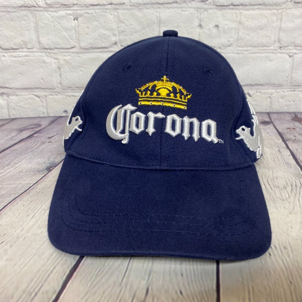 Corona Extra Beer Dad Hat Cap Strap Back Navy Blue Embroidered Sides Brew Beach